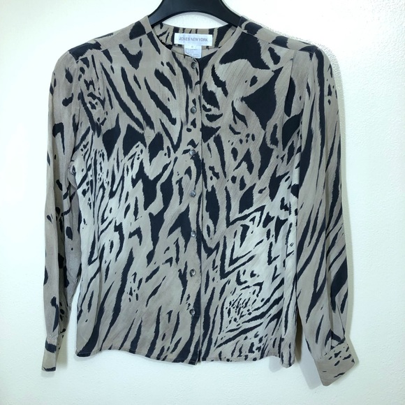 Jones New York Tops - Jones New York Sheer Silk Animal Print Shirt
